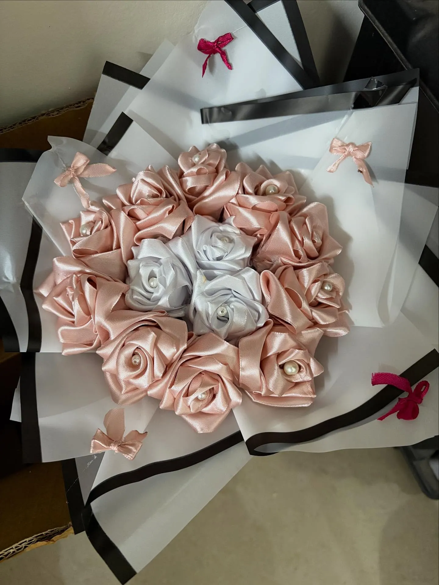 Creamy White Ribbon Roses